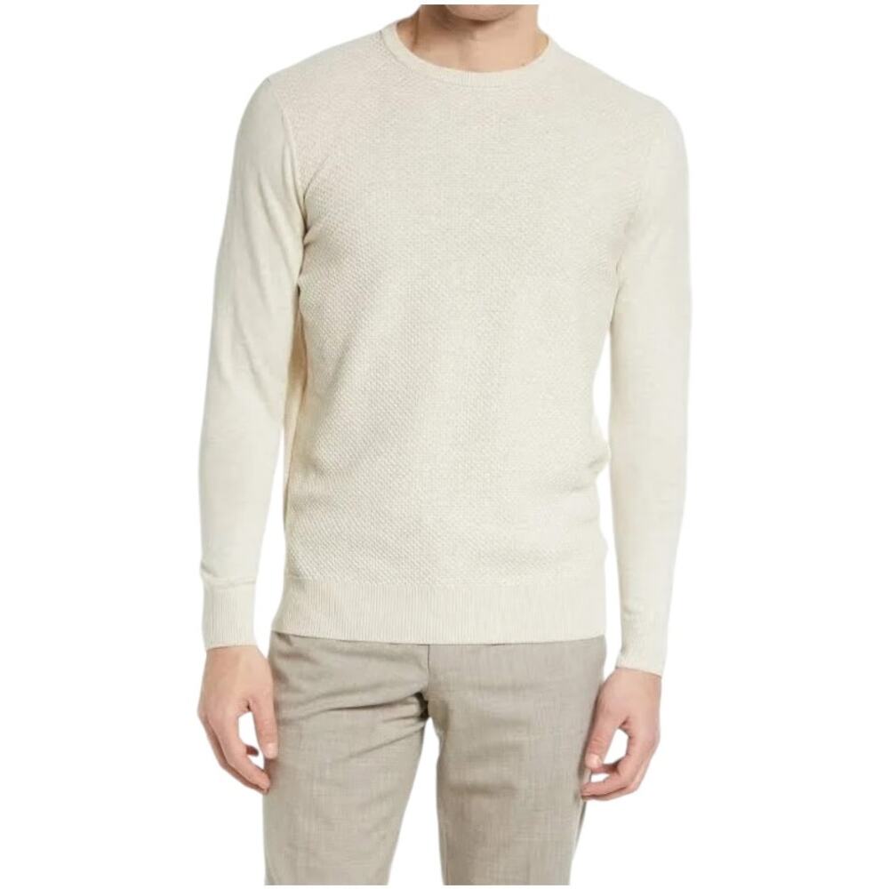 Jack Victor NWT Men's Elm Textured Sweater 100% Cotton Size 2XL Off White Soft